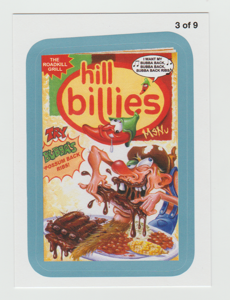 Wacky Packages Series 11 Rude Food Blue #3 Hill Billie's