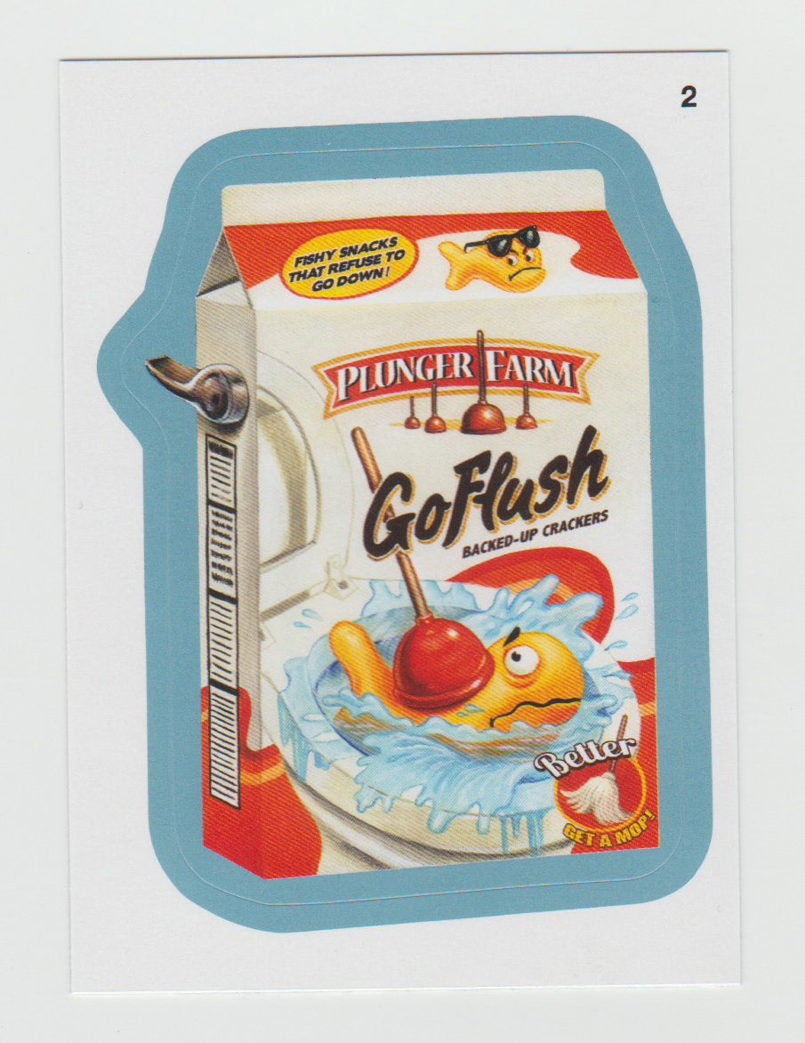 Wacky Packages Series 11 Blue #2a Go-Flush (Walking Dad Back)