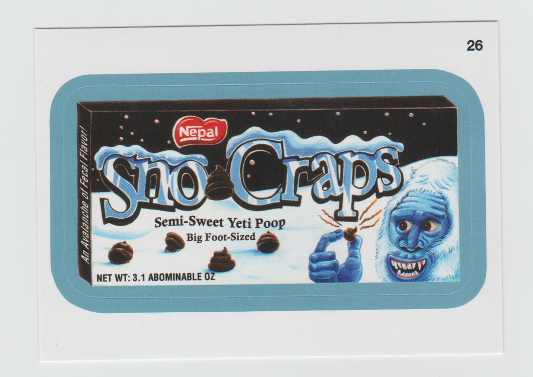 Wacky Packages Series 11 Blue #26a Sno Craps (Raisin Brawn Back)
