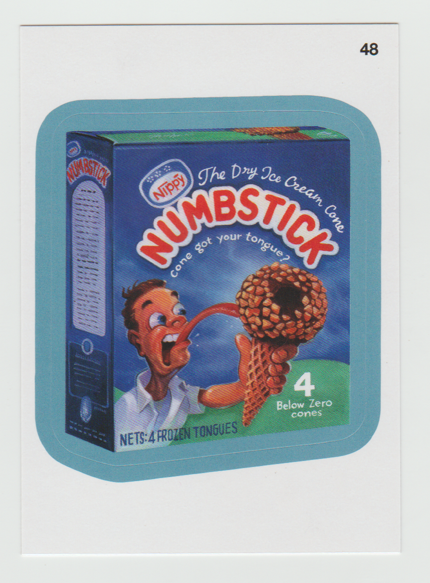 Wacky Packages Series 11 Blue #48a Numbstick (Warning Label Back)