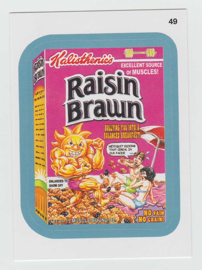 Wacky Packages Series 11 Blue #49a Raisin Brawn (Checklist Back)
